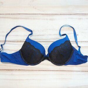 Inspirations By Maidenform Womens Purplish Blue + Black Lace Gorgeous Padded Bra